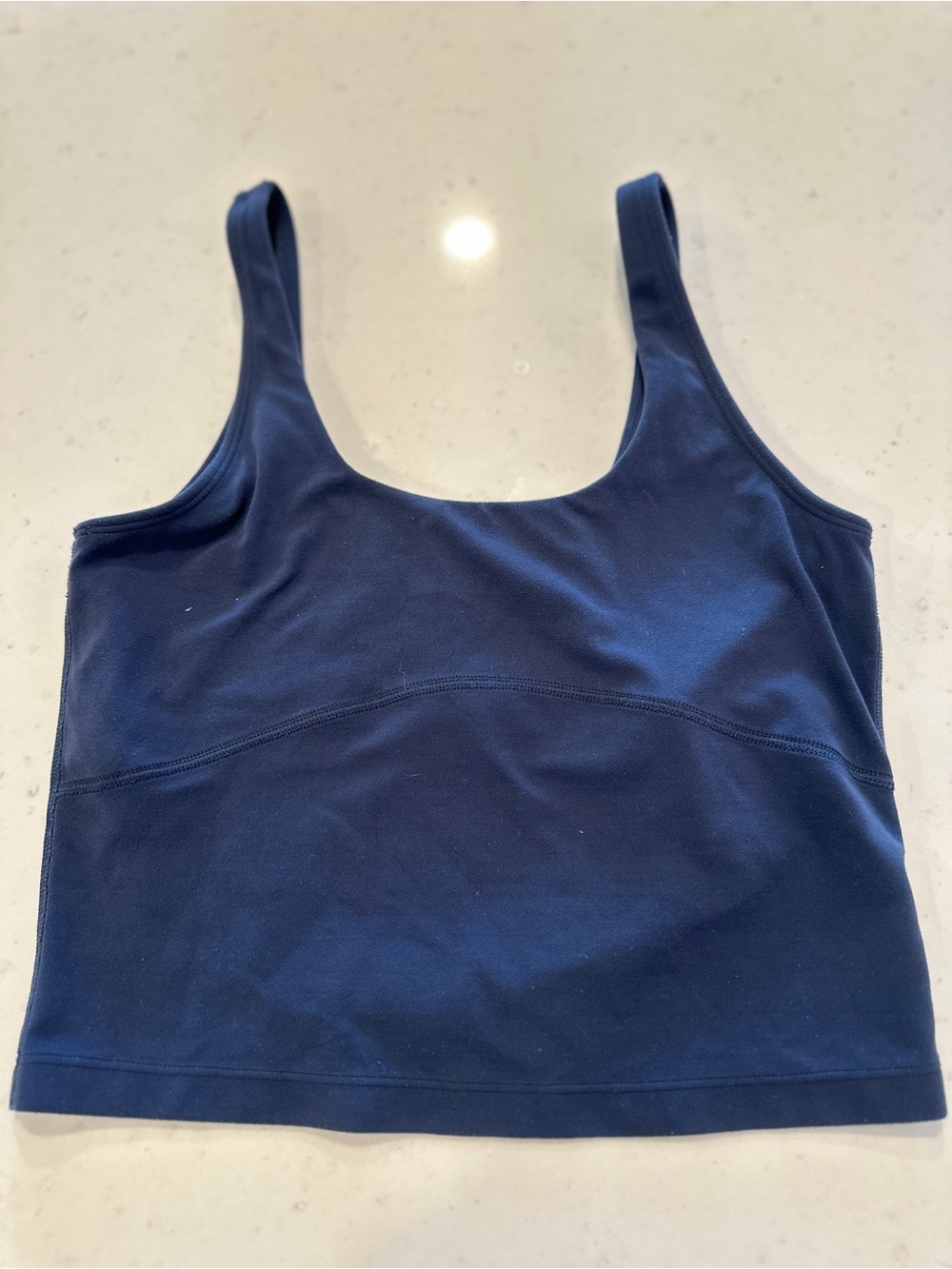 NWOT Aritzia TNA Blue Crop Tank Top Built-In Bra Medium Workout